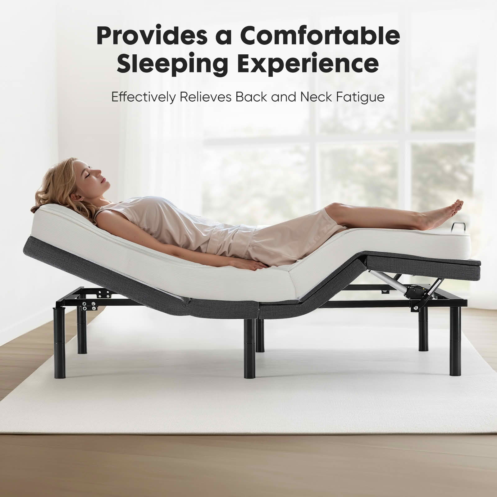 MAYEERTY Adjustable Electric Bed Base, Zero Gravity Wireless Remote Bed Frame, 0-60° Head & 0-40° Foot Incline, 750lbs Capacity for Twin XL/Full/Queen, Anti-Slip Bed Rails