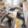 thumbnail image 2 of Black and Gold Marble Glitter Streaks Pattern Kitchen Rugs Sets Of 3,Kitchen Runner Rugs Non Skid Washable,Decorative Kitchen Floor Mats for Kitchen,Sink,Laundry,17"x30"+ 17"x47" + 17"x59", 2 of 6