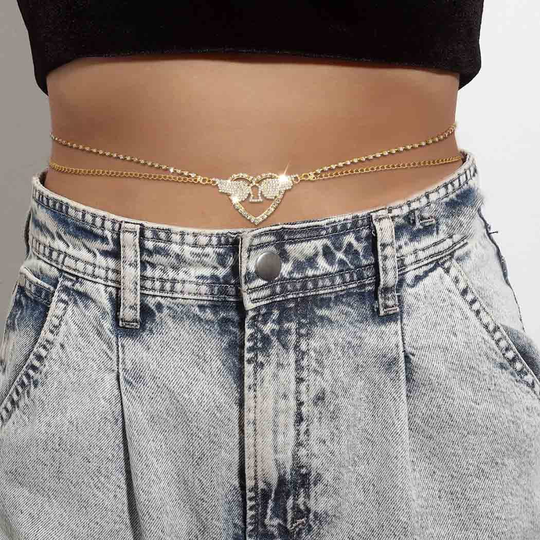Sparkly Butterfly Belly Chain Gold Crystal Waist Chain Belt Lower Back Chain Crystal Heart Body Jewelry For Women Walmart
