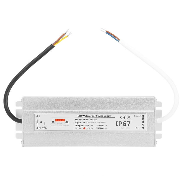 Fuente de alimentación para tira de luces LED de 24 V, 120 W, 5 A, IP67, resistente al agua, transformador de controlador LED