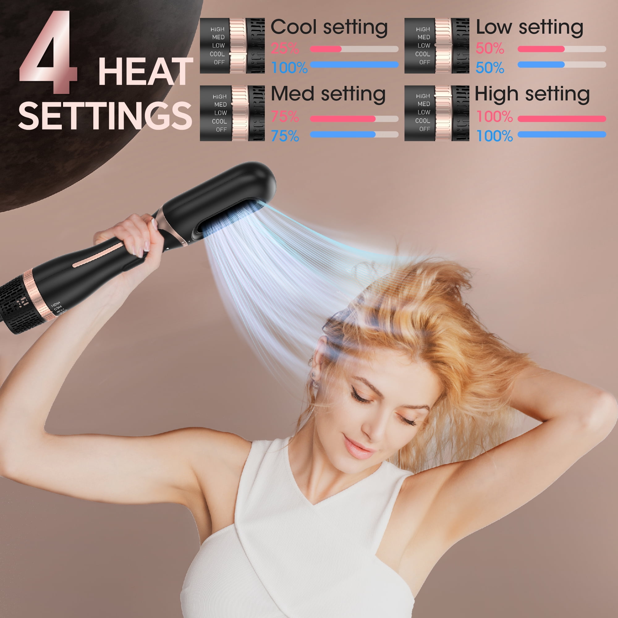 NICEBAY by SKIMI Hair Dryer Brush, Blow Dryer Brush, Curly, Dry, Oval Hot Air Brush with Air Curling Iron