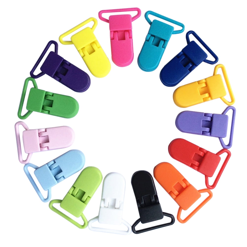 10pcs Colore Plastic Suspender Soother Pacifier Holder Dummy Clips Baby 