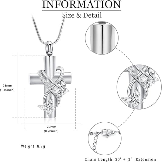 3 Pcs Urn Necklace for Ashes Butterfly / Heart / Cross Cremation Cross Heart Urn Pendant Necklace Ashes Pendant for Human Memorial Ash Jewelry