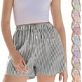 thumbnail image 3 of Gswybco Summer Sports Shorts for Teen Elastic Waist Shorts Stripe Print With Pocket Shorts Imitation Cotton And Linen Shorts, 3 of 10