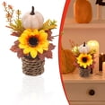thumbnail image 2 of Goowood Artificial Fall Potted Plant Autumn Arrangement with Sunflower Pumpkin Maple Leaves Woven Pot Table Centerpiece for Thanksgiving Home Decor, 2 of 6