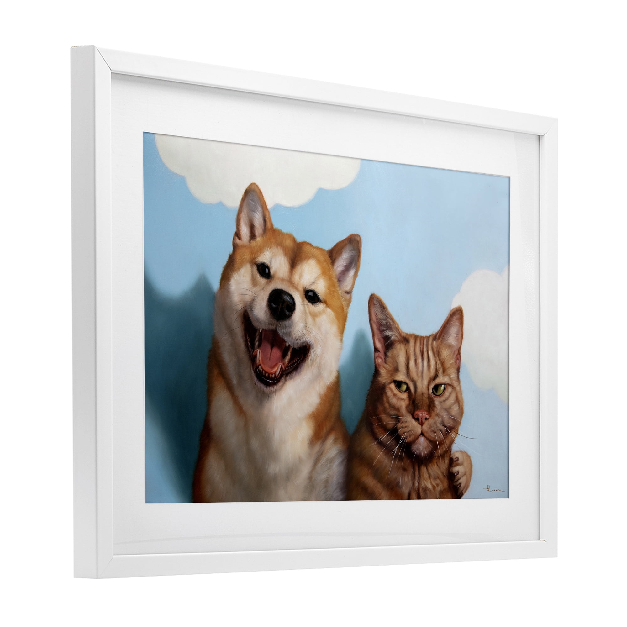 Stupell Industries Adopted Brother Dog & Cat White Framed Print Under Glass, design by Lucia Heffernan
