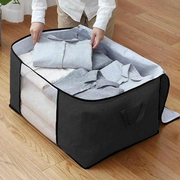 Large Underbed Storage Bags Organizer Containers- 2 Pack, Foldable  Comforters Clothes Blankets Storage Bags with Clear Plastic Lids, 2 Zippers  and 4