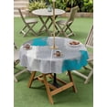 thumbnail image 4 of Outdoor Tablecloth with Umbrella Hole for Patio/Picnic/Party/Camping, Blue Abstract Waterproof Table Cloth Round Cover Washable, Grey Geometric Oil Painting Vintage Gradient (Dia 54"), 4 of 8