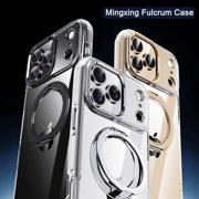 ShellTech For Apple iPhone 15 Pro Max Magnetic Ring Kickstand Hybrid Case, Lightweight PC+TPU Shockproof Anti-Scratch Non-Slip Back Cover with Wireless Charging and Anti-Fingerprint,Silver