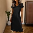 thumbnail image 2 of LIaqionyy Satin Nightgowns for Women Sleepdress Silky Loose Sleepwear V Neck Nightshirt Short Sleeve Pajamas, 2 of 5