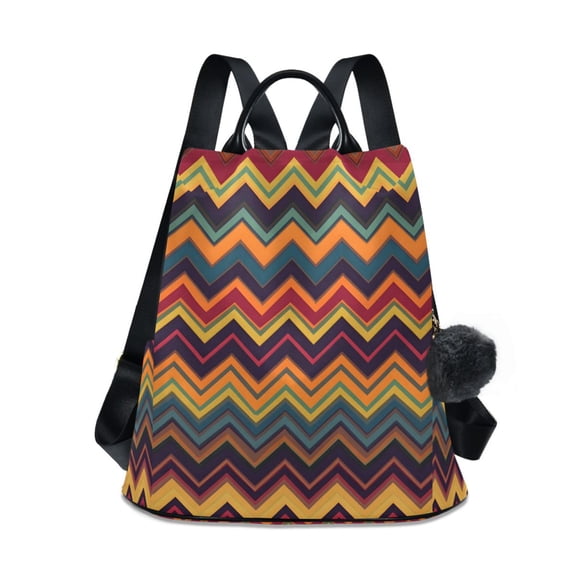 FORMRS Women's Travel Backpack Purse Anti-Theft Hidden Pockets Casual Shoulder Bag, Brown Geometric
