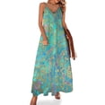 thumbnail image 1 of Vestido sin mangas con mandalas de vidrio teñido de zafiro y jade para mujer, vestido de noche, falda de verano para mujer, vestido de lujo, 1 of 7