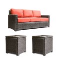 thumbnail image 1 of Krikacy Rattan Wide Seat 3-Seater Sofa with 2 Storage Cabinets End Table,All-Weather Chair, Red, 1 of 7