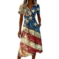 thumbnail image 4 of Usa 250th Anniversary Dresses Independence Day Sun Dress A Line Short Sleeve Fashion Usa Flag Cocktail Evening Punk Dresses, 4 of 5