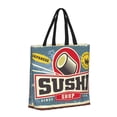 thumbnail image 2 of Kll Sushi Retro Sign Pattern Aesthetic Tote Bag For Women Beach Bag Shopping Bags Shoulder Bag Reusable Grocery Bags, 2 of 8