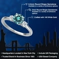 thumbnail image 2 of Gem Stone King 14K White Gold Blue Moissanite and White Topaz Engagement Ring for Women | 1.28 Cttw | Round 6.5MM | Gemstone Birthstone | Size 8, 2 of 6