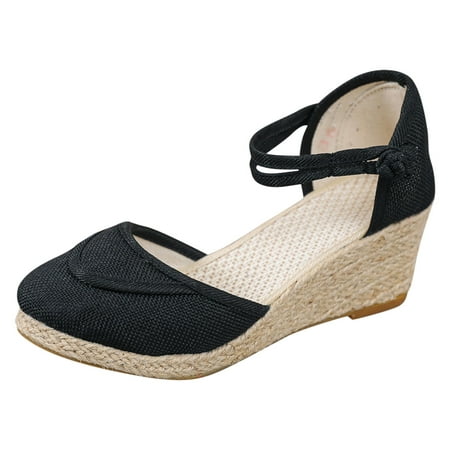 

Women s Sandals Ripple Linen Platform Fashion Versatile Braided Buckle Breathable Wedge Summer Sandals for Women 2024 Size 7