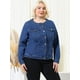thumbnail image 4 of Women's Plus Size Long Sleeves Collarless Denim Jacket Navy Blue 3X, 4 of 6