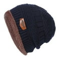 thumbnail image 4 of HESHENG Mens Winter Beanie Hat Warm Knit Hat Thick Fleece Lined Skull  Navy Blue, 4 of 5