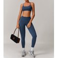 thumbnail image 3 of PISONIC Womens Workout Sets Criss Cross Open Sports Bras and High Waist Leggings Sets Pilates 2 Piece Outfits for Women, 3 of 13