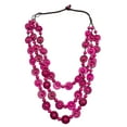 thumbnail image 3 of Collar bohemio con cuentas de madera, estilo étnico, colgante africano. Rosa roja, 3 of 9