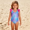 thumbnail image 4 of ibiyuan Girls One Piece Swimsuit Kids Adjustable Strap Cute Camisole Ruffle Bathing Suits Lightweight Cutout Girls Swimsuit Size 8 Colorful Contrast for Swim Team Beach Swimwear, 4 of 8
