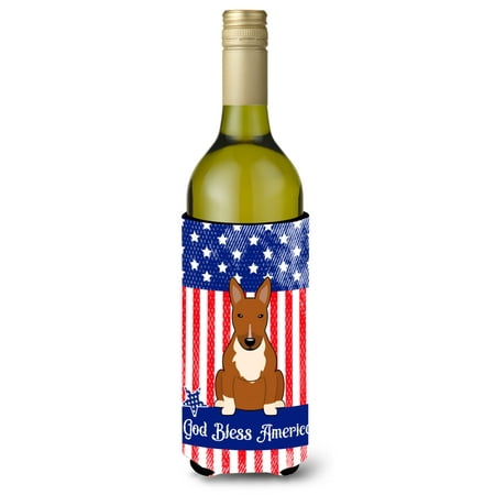 

Carolines Treasures BB3129LITERK Patriotic USA Bull Terrier Red Wine Bottle Beverge Insulator Hugger Wine Bottle