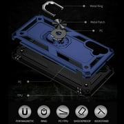 TJS Phone Case for Samsung Galaxy A13 5G, Galaxy A04s with [Tempered Glass Screen Protector] Impact Resistant Metal Ring Magnetic Support Kickstand Drop Protector Phone Cover (Blue)