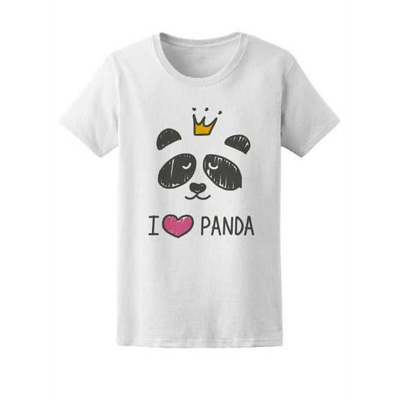 I Love Panda Cute Bear King T-Shirt Women -Image by Shutterstock, Female Large