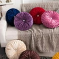 thumbnail image 2 of Velvet 15-Inch Round Throw Pillow Dark Purple for Couch Decor (Set of 2), 2 of 6