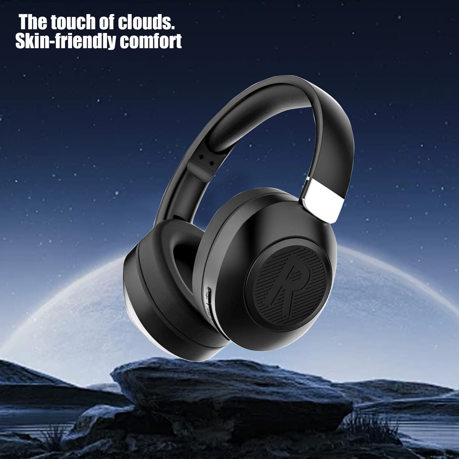 Wireless Bluetooth Headphones Over Ear 65H Playtime HiFi Stereo Headset with Microphone and 6EQ Modes Foldable Bluetooth V5.3 Headphones for Travel Smartphone Computer Laptop,Black