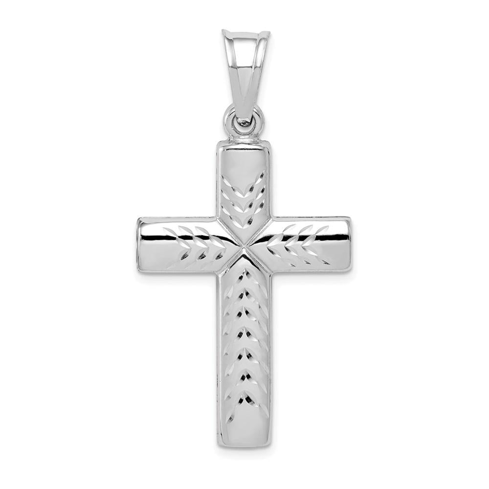 Sterling Silver Rhodium-plated Hollow Latin Crucifix Pendant 