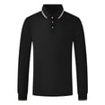 thumbnail image 4 of Adult Polo Shirt Men Long Sleeve Button Tees Shirts Basic Black Men TShirt, 4 of 8