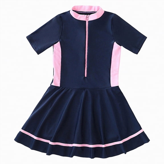 Gibobby Girls One Piece Swimsuits Summer UPF 50 Quick Dry 2T 3T 4T 5T 6T Beach Bathing Suit Cross Shoulder Strap Swimwear(9-10 Years,Navy)