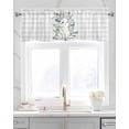 thumbnail image 2 of Easter White Bunny Linen Curtain Valance for Bedroom/Bathroom/Kitchen/Office/Living/Dining Room Windows,Gray Plaid Green Eucalyptus Leaves Rod Pocket Topper Drapes Decorative Cafe Drapery Panel 60x18, 2 of 6