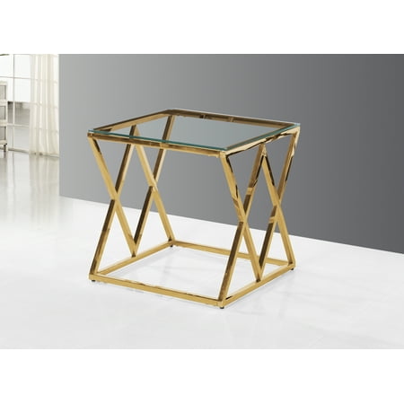 Best Master Furniture E47 Glass Top with Gold Plated Frame End