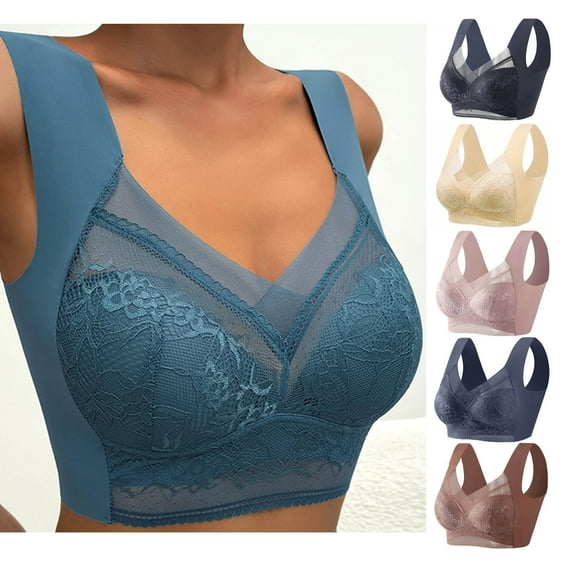 Hrsba Womens Plus Size Bra,Women Lady Lace Gathered Bra Plus Size Sports Bra Underwear Yoga Hollow Out Bra Cup,Womens Casual Summer Bra,Womens Bra