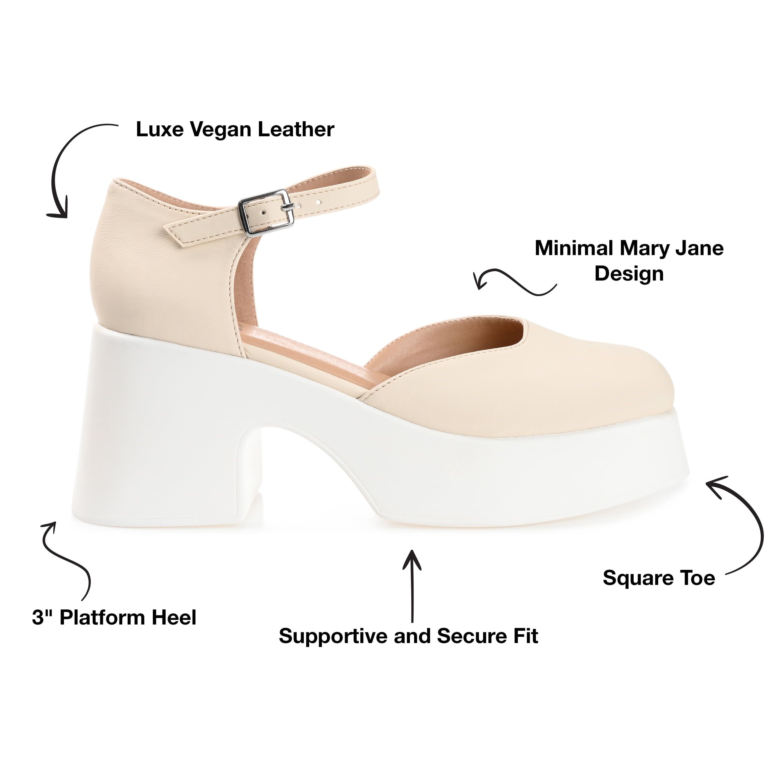 Journee Womens Lizaa Square Toe Ankle Strap Sporty Platform