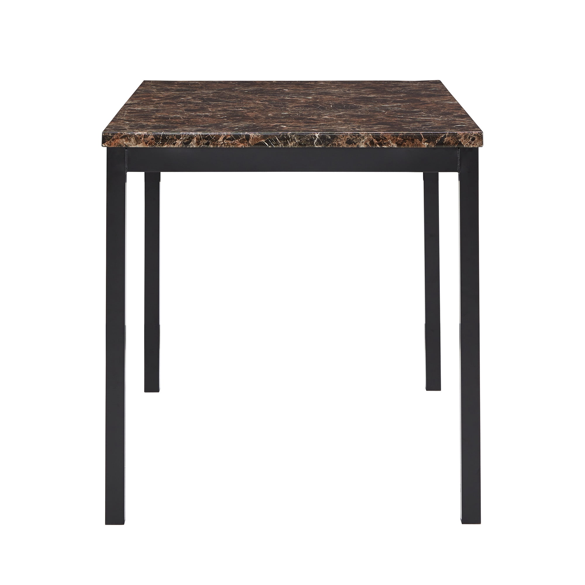 Weston Home Declan 48" Rectangle Faux Marble Top Dining Table with Black Finish