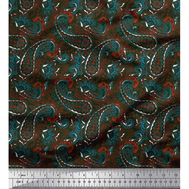 Soimoi Poly Georgette Fabric Floral & Paisley Decor Fabric Printed Yard 42 Inch Wide