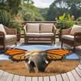 thumbnail image 5 of Funny Elephant Round Living Room Rugs 5 ft, Elephant with Butterfly Ears Grassland Washable Area Rug with Non-Slip Sturdy Edge Binding Round Carpet for Entryway Kitchen Bedroom Bathroom, 5 of 9
