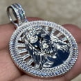 thumbnail image 6 of Real Solid 925 Sterling Silver Jesus Piece Pendant Iced Baguettes Medallion Charm Round 1.5" inch, 6 of 10