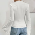 thumbnail image 3 of Fesfesfes Women's Fall Winter Tops Long Flared Sleeves with Ruffle Edges Mock Neck Ruffle Blouses Slim Fitting Comfy Homewear Clothes(White,XL), 3 of 3