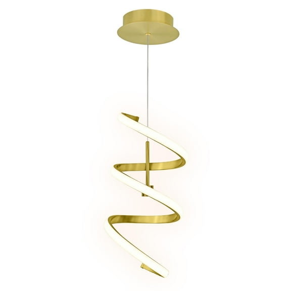 ULTRALUX LED Helix LED Pendant Light Brushed Gold Spiral, Dimmable 950 Lumens 3000K, 17W - Hanging Light Fixtures for Hallway, Dining Room, Living Room