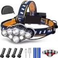 thumbnail image 1 of Lámpara frontal impermeable de alto lumen, 8 LED, 8 modos, con luz roja, linterna frontal ligera ajustable con Cable USB para acampar, 1 of 5