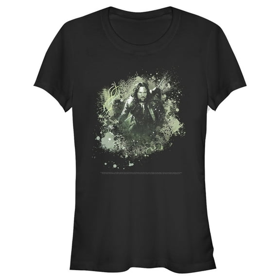 Junior's The Lord of the Rings Fellowship of the Ring Aragorn Paint Splatter  Graphic Tee Black Medium
