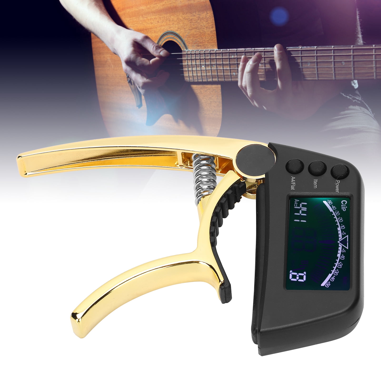 2,in,1 Guitar Capo Tuner w/ LCD, Precise Tuning for Acoustic  Electric Guitars