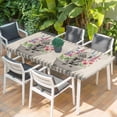 thumbnail image 2 of Pink Flowers Yak Table Cloths for 6 Foot Rectangle Tables, Vintage Spring Floral Bathtub Retro Art Rustic Patio Waterproof Elastic Fitted Tablecloths, Washable Rectangular Table Cover for Camping, 2 of 8