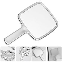 FOMIYES Hand Held Decorative Mirror Aesthetic Water Ripple Mirror Modern Small Cute Square Shiny Electroplate Mirror For Women Men Silver
