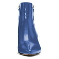 thumbnail image 2 of YDN Women's Pointy Toe Ankle Booties Kitten Low Heels Dressy Glossy Daily Winter Shoe Size 9.5 Blue, 2 of 4
